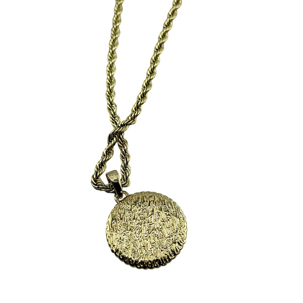 GLD 4MM Rope Chain Necklace 20‎ Inch Gold Tone w/ Chief Coin Pendant Mens - Picture 4 of 7